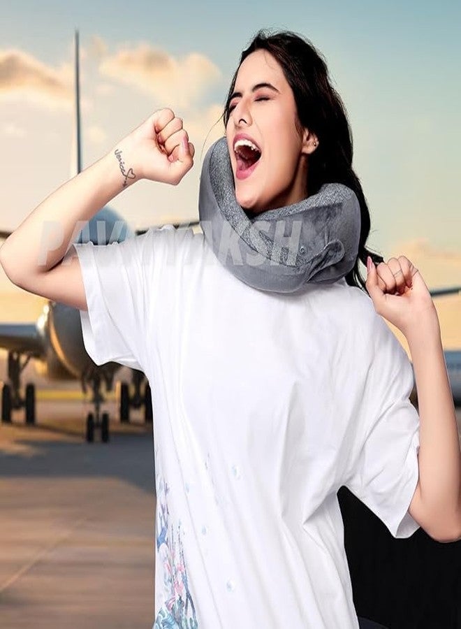 PAVITYAKSH Neck Pillow Simple Foam Neck Pillow - Ergonomic Neck Pillow | Snoozing Neck Support | Adjustable Pillow Lightweight Comfortable & Breathable Cover | Travel Pillow - Image 4